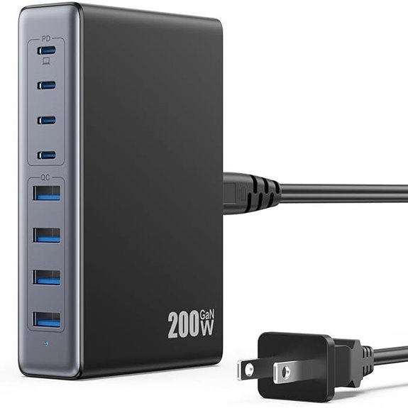 200W GaN IV USB-C Charger with 8 Ports