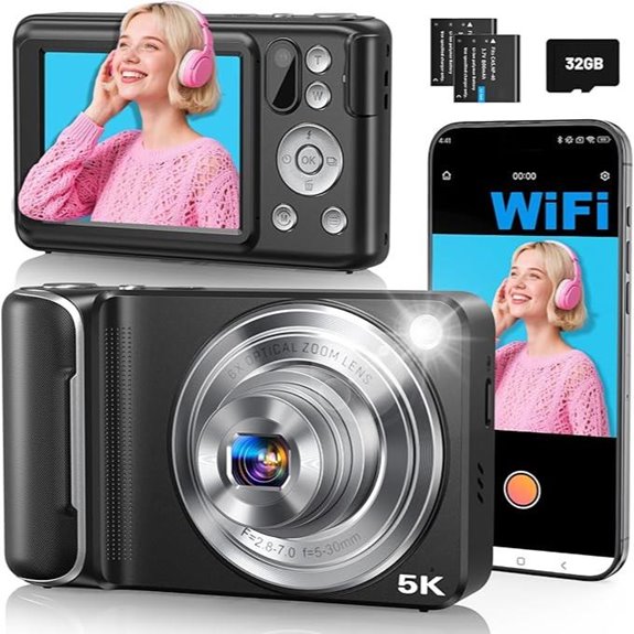 5K Digital Camera with 64MP & 16X Zoom