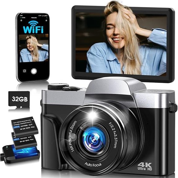 4K WiFi Digital Camera with 64MP 16X Zoom