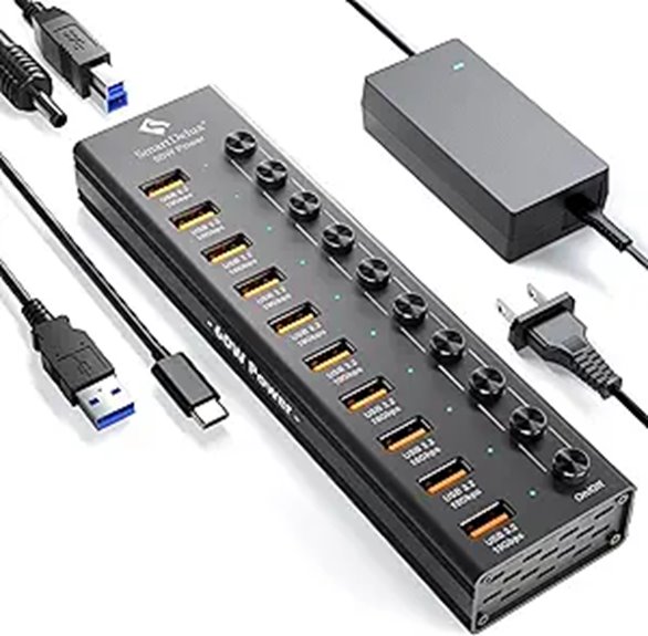 SmartDelux 10Gbps USB 3.2 Hub with Power Adapter