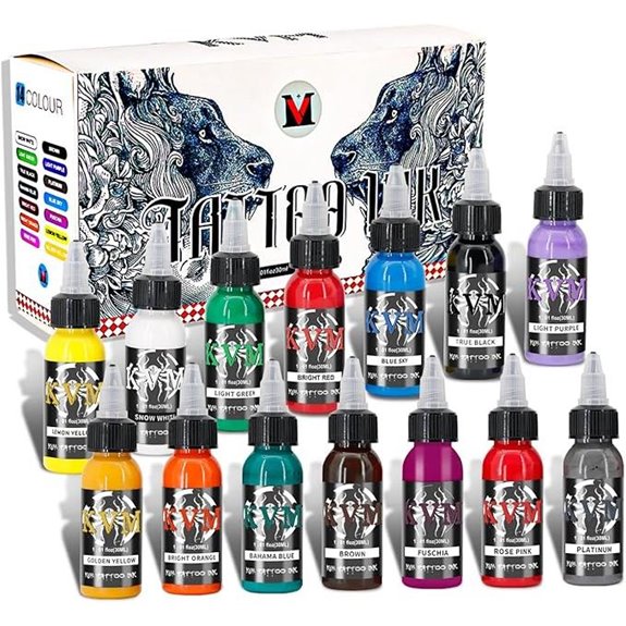 KVM Tattoo Ink Set 14 Colors 1oz Indoor Studio