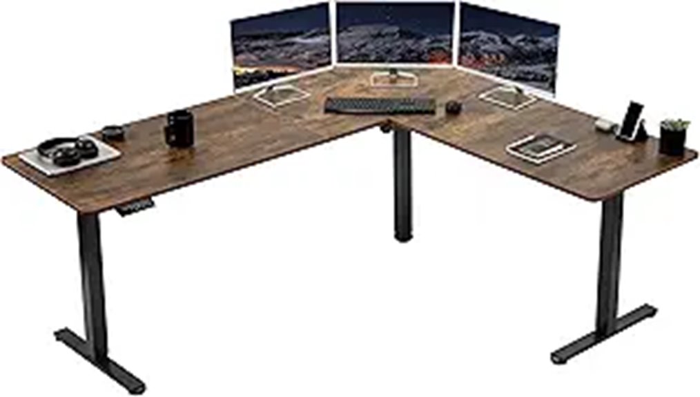 large l shaped electric desk
