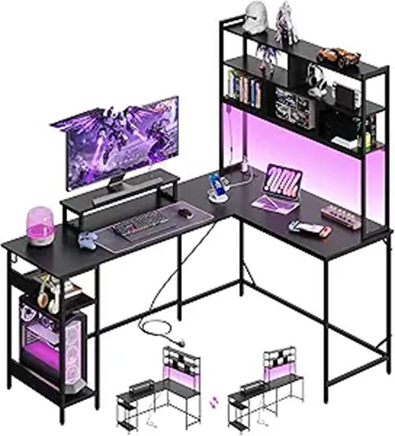 DEVAISE 66-Inch L-Shaped Gaming Desk with Storage