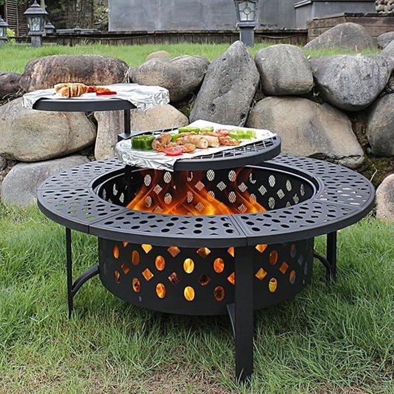 42-Inch Fire Pit with Grills Heavy Duty Outdoor Table