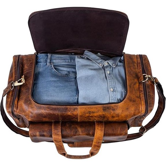 Leather Duffel Bag 24 Inch U-Zip Travel Sports