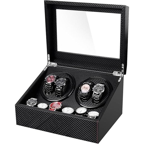 Automatic Watch Winder with Storage and Leather Finish