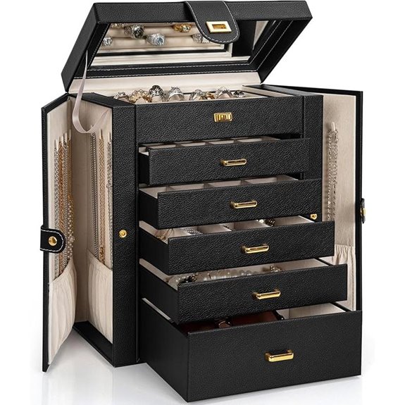 AKOZLIN Leather Jewelry Organizer with Mirror