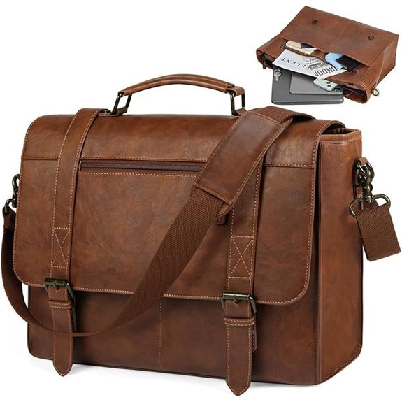 RAINSMORE Leather Laptop Messenger Bag for Men