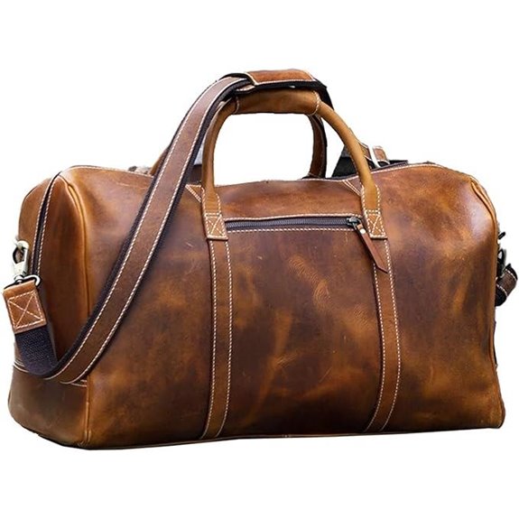 KomalC Leather Duffle Bag for Travel and Sports