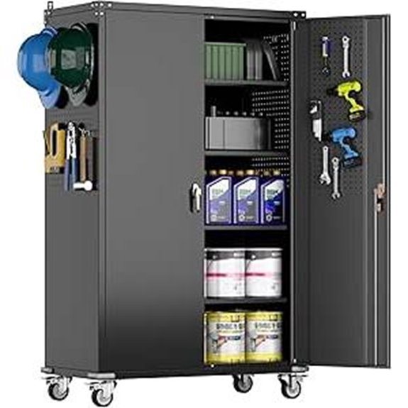 Upgraded Lockable Garage Storage Cabinet with Wheels