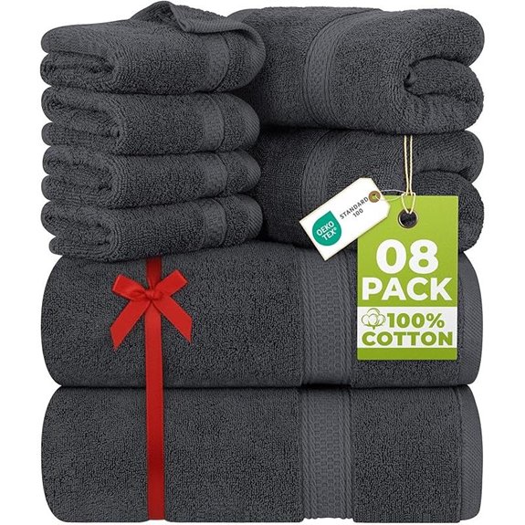 Utopia 8-Piece Luxury Towel Set in Grey