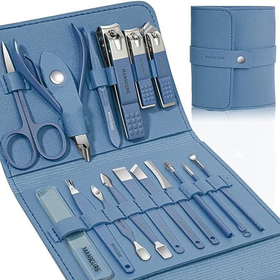 Professional Nail Care Kit with Leather Travel Case