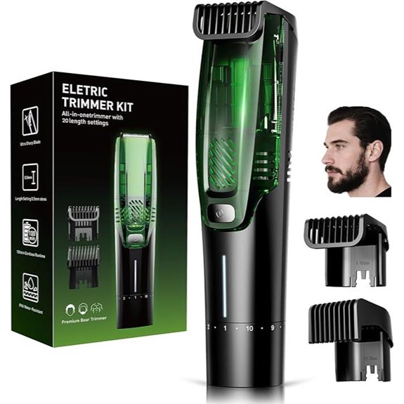 Men's Beard Trimmer with Adjustable Settings and Stainless Blades