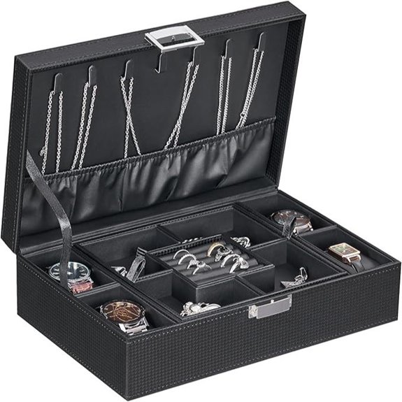 BEWISHOME Men's Jewelry Box with Watch Storage