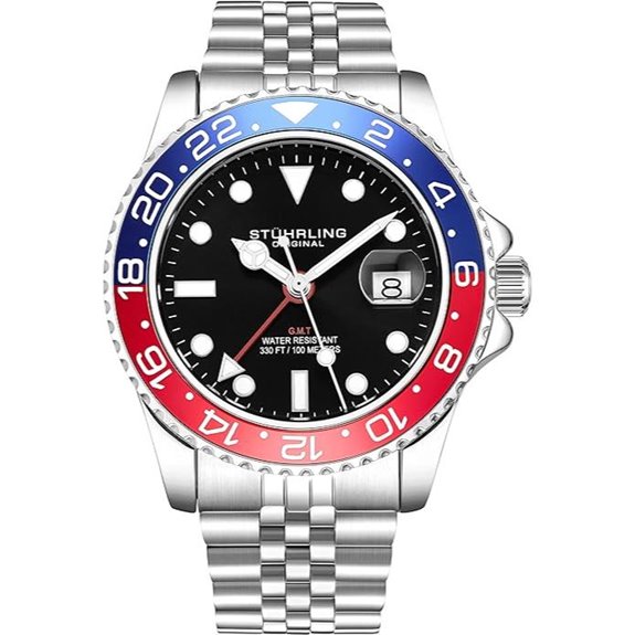 Stuhrling Men's Stainless Steel GMT Watch
