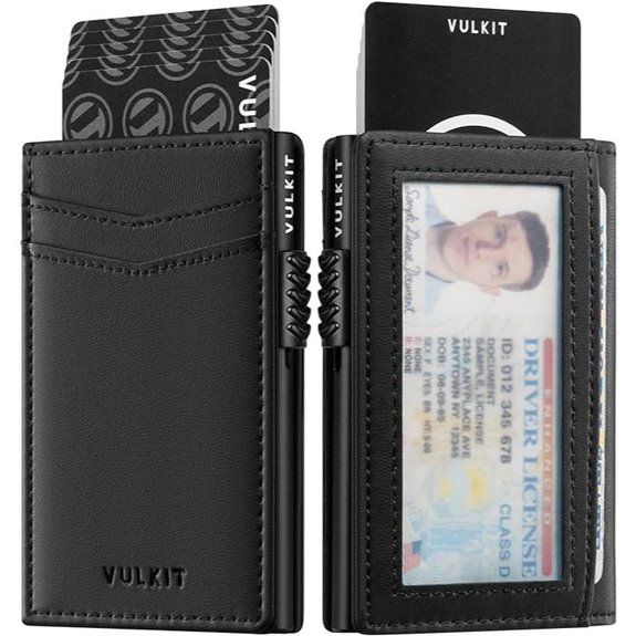 VULKIT Men's RFID Leather Wallet with ID Window
