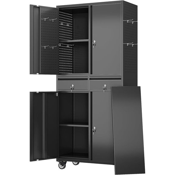 Garage Storage Cabinet with Wheels and Shelves