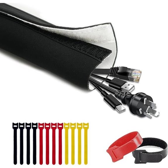 Neoprene Cable Management Sleeve 10ft Velcro Cord Organizer