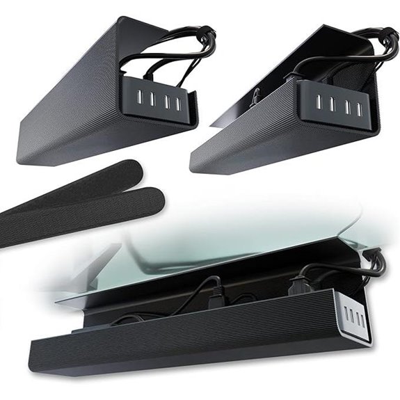 No-Screw Under Desk Cable Management Tray (2 Pack)