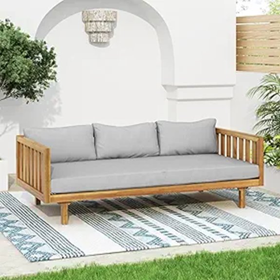 Merax 3-Seater Outdoor Acacia Wood Daybed