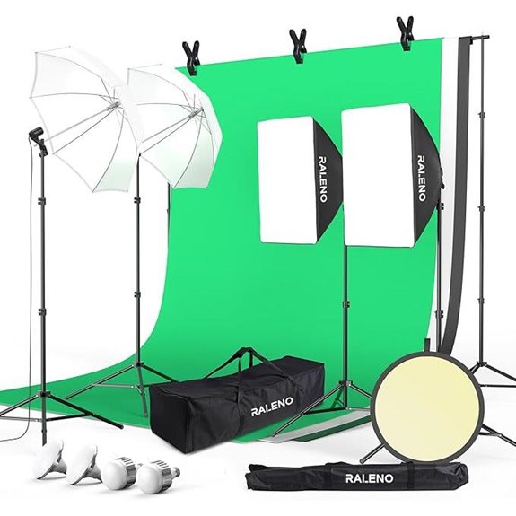 RALENO Photography Backdrop & Lighting Kit with Umbrellas