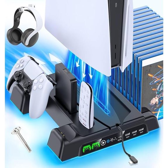 PS5 Stand & Cooling Station with Charger and Fans