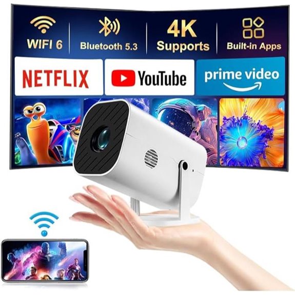 Mini WiFi Bluetooth Projector with 210° Rotation