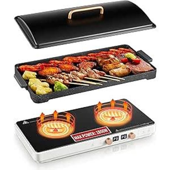 Double Induction Cooktop with Removable Griddle Pan