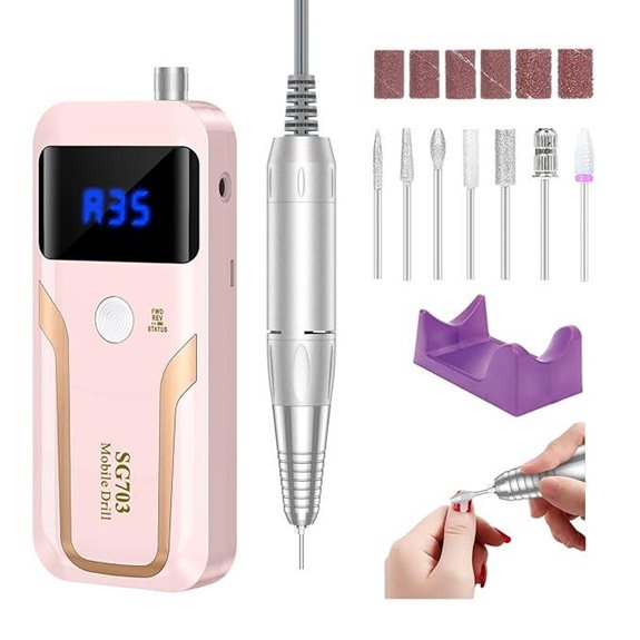 Portable Rechargeable Nail Drill with Bits Kit