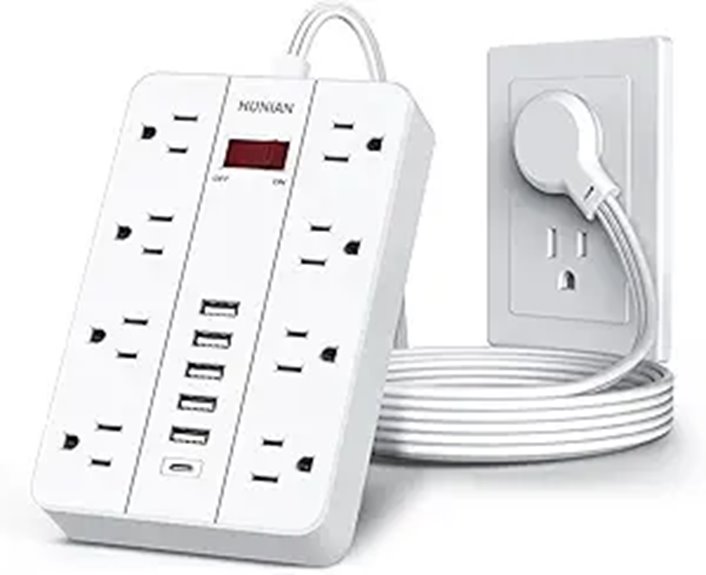 HUNIAN Power Strip with USB Surge Protector 5 Ft