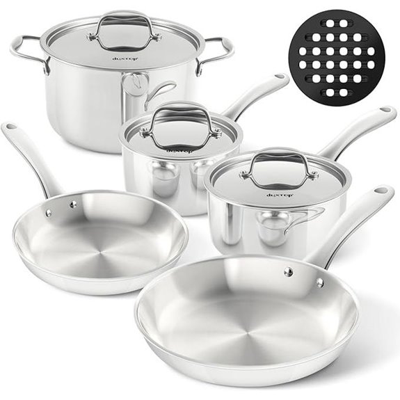 Duxtop 9-Piece Tri-Ply Stainless Steel Cookware Set