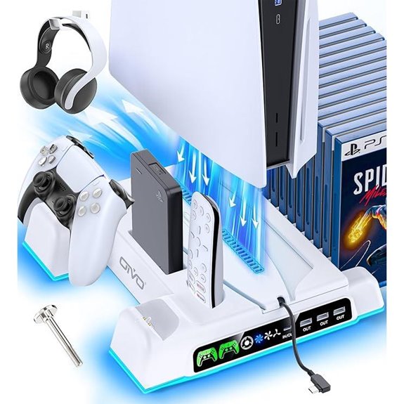PS5 Stand & Cooling Station with LED Charger