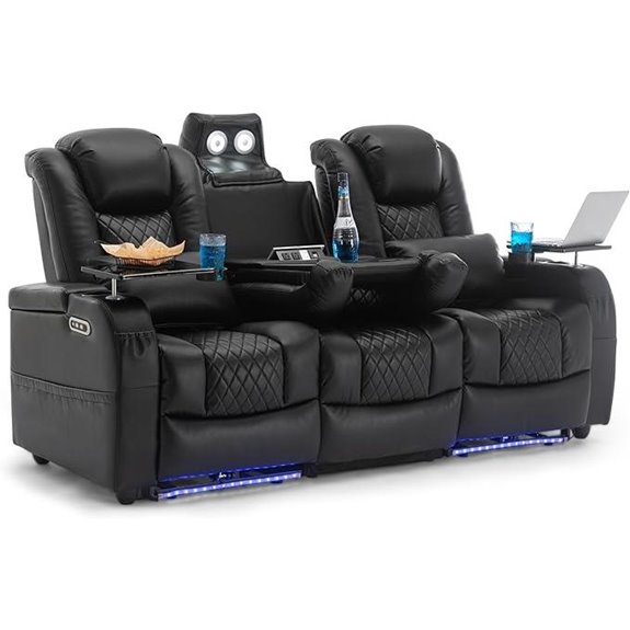 Home Theater Recliners with Lighting and Accessories