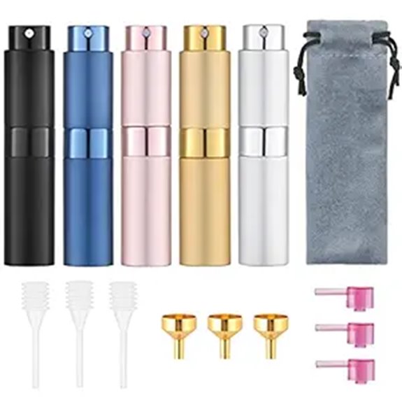 Tekson Refillable Travel Perfume Atomizer Set (5 Pack)