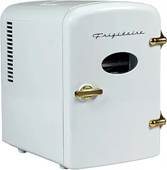 Frigidaire Retro Mini Personal Fridge 9 Cans White Gold