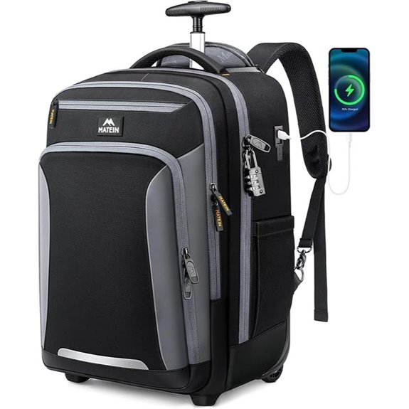 MATEIN Rolling Backpack with USB Port 17 Laptop