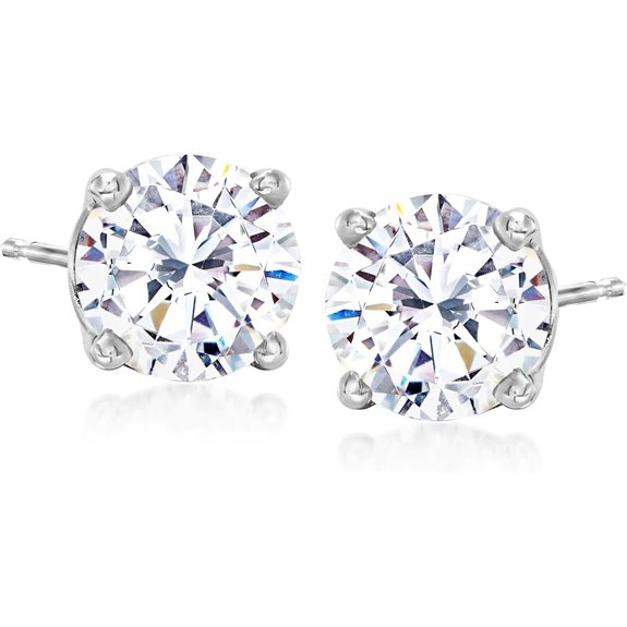 Ross-Simons Round CZ Stud Earrings in 14kt White Gold