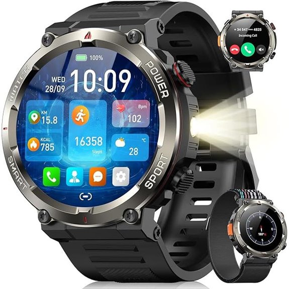 Military Smartwatch for Men with Calls and Fitness Features
