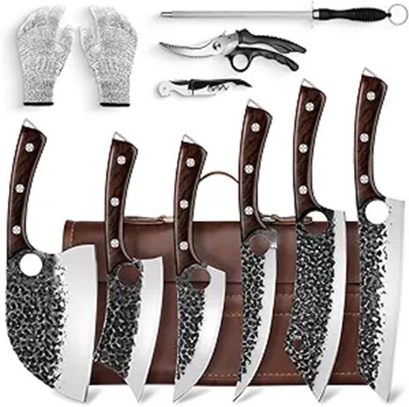 Serbian Chef Knife Set with Bag and Boning Knife
