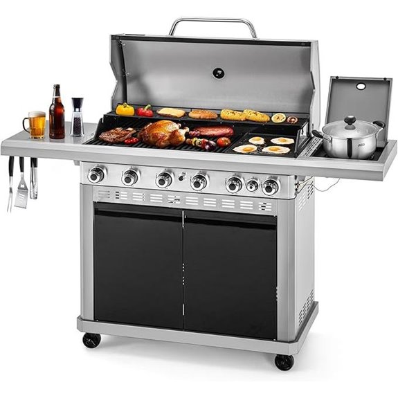 MFSTUDIO 7-Burner Gas BBQ Grill with Searing Side