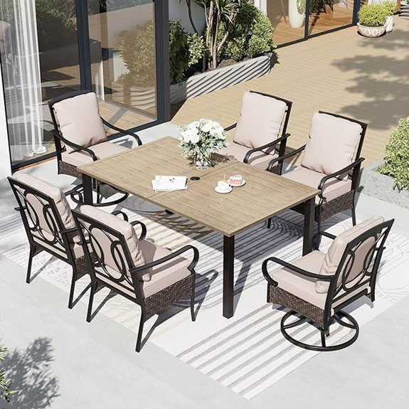 7-Piece Patio Dining Set with Cushioned Chairs