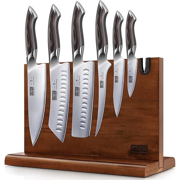 HOSHANHO 7-Piece Kitchen Knife Set with Magnetic Block