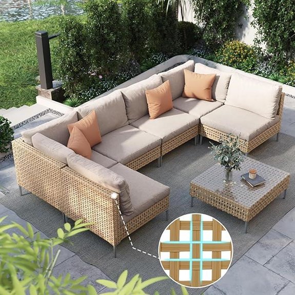 seven piece wicker patio set