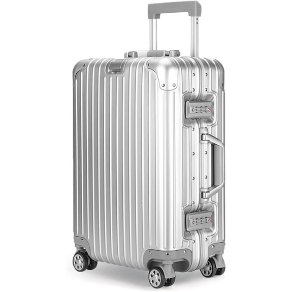 Aluminum Carry-On Luggage with Spinner Wheels (Silver)