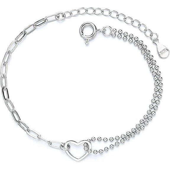 925 Silver Heart Chain Bracelet for Women