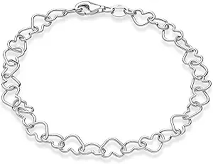 Miabella 925 Silver Heart Link Chain Bracelet