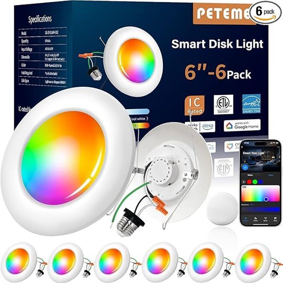 Peteme RGBWW Smart Recessed Ceiling Lights (6-Pack)