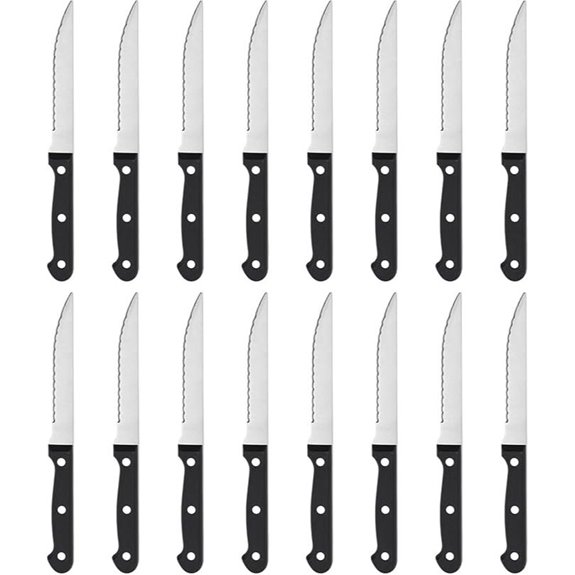 sixteen serrated steak knives