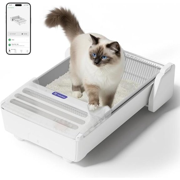 Open-Top Self-Cleaning Cat Litter Box with App