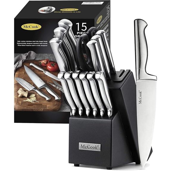 McCook Stainless Steel Knife Block Set with Sharpener